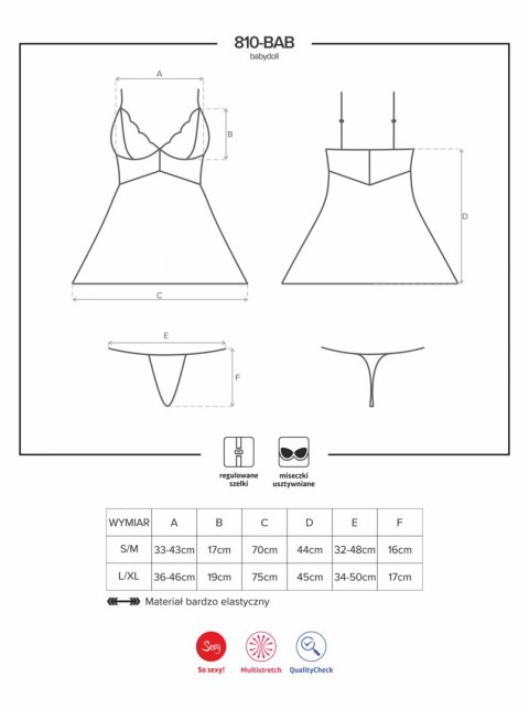 Bielizna-810-BAB-1 babydoll i stringi czarna S/M Bielizna-810-BAB-1 babydoll i stringi czarna S/M