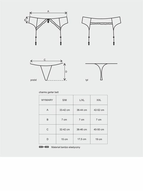 Bielizna-Charms pas do pończoch i stringi czarny XXL Bielizna-Charms pas do pończoch i stringi czarny XXL