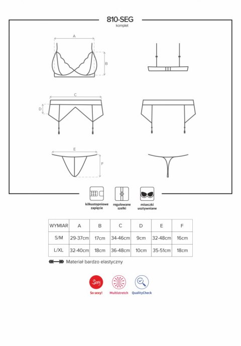 Bielizna-810-SEG-1 komplet 3-częściowy czarny L/XL Bielizna-810-SEG-1 komplet 3-częściowy czarny L/XL