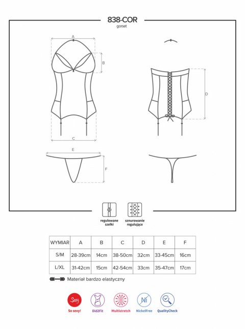 Bielizna-838-COR-3 gorset i stringi L/XL Bielizna-838-COR-3 gorset i stringi L/XL