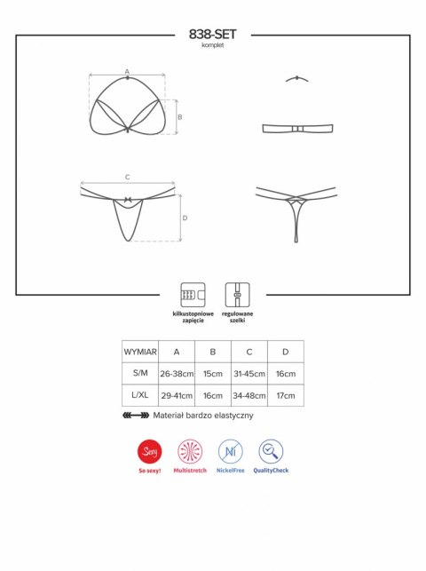 Bielizna-838-SET-3 komplet 2-częściowy S/M Bielizna-838-SET-3 komplet 2-częściowy S/M