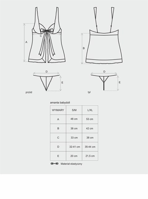 Bielizna-Amanta babydoll i stringi L/XL Bielizna-Amanta babydoll i stringi L/XL