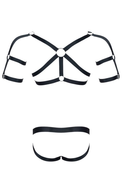 Męski komplet z gumy: t-shirt z ozdobami z tyłu i przodu, figi z otwartym tyłem L/XL Męski komplet z gumy: t-shirt z ozdobami z tyłu i przodu, figi z otwartym tyłem L/XL