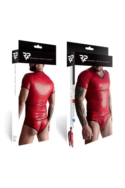 Męski komplet z wetlooka: t-shirt w serek, figi typu brazyliany XL Męski komplet z wetlooka: t-shirt w serek, figi typu brazyliany XL