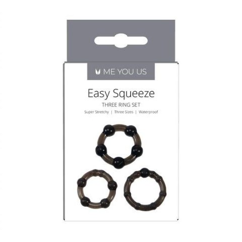 Me You Us Easy Squeeze Cock Ring Set Black Me You Us Easy Squeeze Cock Ring Set Black