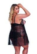 YULIA L+ (XL/XXL) BLACK CHEMISE/CZARNA HALKA