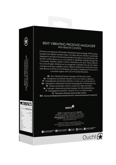 Bent Vibrating Prostate Massager with Remote Control - Black Bent Vibrating Prostate Massager with Remote Control - Black