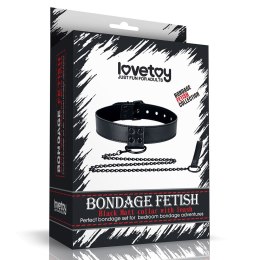 OBROŻA BONDAGE FETISH BLACK MATT COLLAR WITH LEASH 24-0234