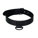 OBROŻA BONDAGE FETISH BLACK MATT COLLAR WITH LEASH 24-0234