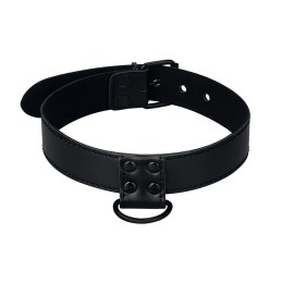 OBROŻA BONDAGE FETISH BLACK MATT COLLAR WITH LEASH 24-0234