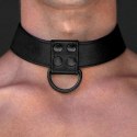 OBROŻA BONDAGE FETISH BLACK MATT COLLAR WITH LEASH 24-0234