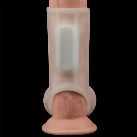 PIERŚCIEŃ NAKŁADKA VIBRATING RIDGE KNIGHTS RING WITH SCROTUM SLEEVE (WHITE) 24-0246 PIERŚCIEŃ NAKŁADKA VIBRATING RIDGE KNIGHTS RING WITH SCROTUM SLEEVE (WHITE) 24-0246