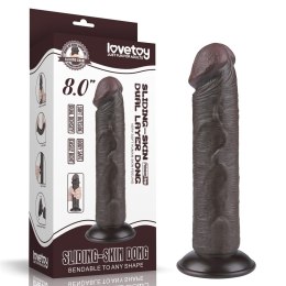 DILDO 8'' SLIDING SKIN DUAL LAYER DONG BLACK 24-0377