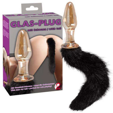 KOREK ANALNY GLASS PLUG WITH TAIL 13-0757 KOREK ANALNY GLASS PLUG WITH TAIL 13-0757