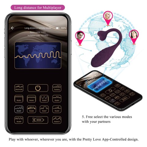 PRETTY LOVE - Fisherman Purple, 12 vibration functions Mobile APP remote control PRETTY LOVE - Fisherman Purple, 12 vibration functions Mobile APP remote control
