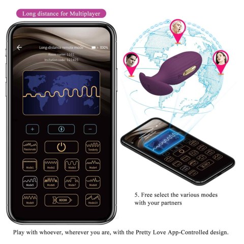 PRETTY LOVE - Jefferson, 12 vibration functions 3 electric shock functions Mobile APP Long-distance Control PRETTY LOVE - Jefferson, 12 vibration functions 3 electric shock functions Mobile APP Long-distance Control