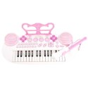 Różowe Pianino Dla Dzieci Organki Z Mikrofonem Wielofunkcyjne Przyciski