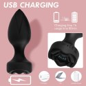 Power Escorts - Princess Plug - Remote Rose Design Plug - USB Rechargeable - 10 Functions - Black