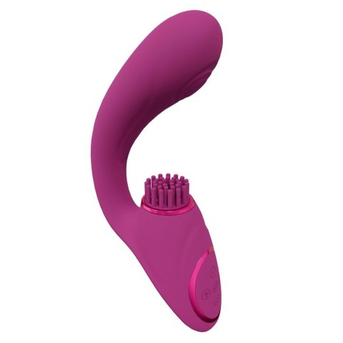 Gen - Rechargeable Triple Action G-Spot Vibrator with Pulse Wave and Vibrating Bristles - Pink