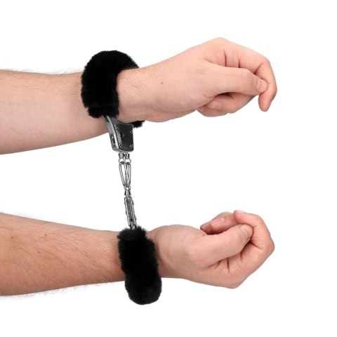 Furry Metal Hand Cuffs - Black Furry Metal Hand Cuffs - Black