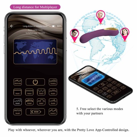 PRETTY LOVE - Ethan purple, 12 vibration functions Mobile APP Long-distance Control PRETTY LOVE - Ethan purple, 12 vibration functions Mobile APP Long-distance Control