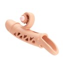 ROMANCE - Penis sleeve, TPE material,vibration, battery LR41*3, Flesh