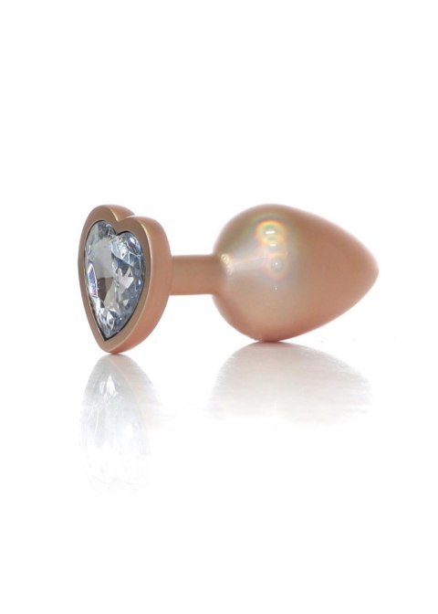 Plug-Jewellery Pearl Gold Heart PLUG- Clear L