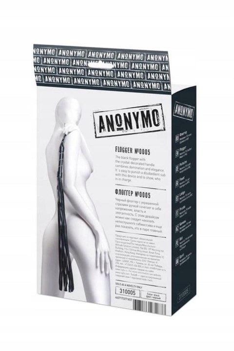 Anonymo flogger, PU leather, black, 64 cm Anonymo flogger, PU leather, black, 64 cm