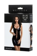 Glossy Shiny Wetlook dress with a lace MICHELLE - black S