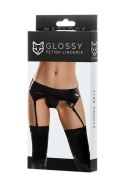 Glossy belt for stockings and panties ALMIRA - black XL