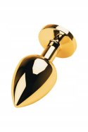 Gold anal plug TOYFA Metal with green round-shaped gem