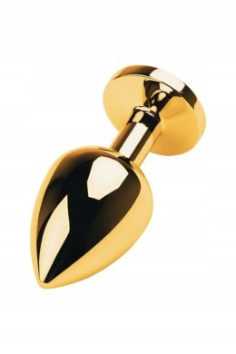 Gold anal plug TOYFA Metal with green round-shaped gem