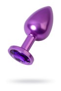 Purple anal plug TOYFA Metal,with a amethyst colored gem