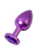 Purple anal plug TOYFA Metal,with a amethyst colored gem