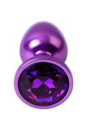 Purple anal plug TOYFA Metal with purple round-shaped gem