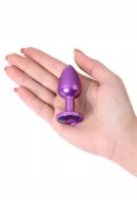 Purple anal plug TOYFA Metal with purple round-shaped gem