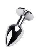 Silver anal plug TOYFA Metal with black round-shaped gem