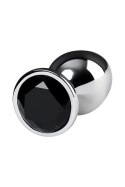 Silver anal plug TOYFA Metal with black round-shaped gem