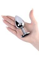 Silver anal plug TOYFA Metal with black round-shaped gem