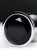 Silver anal plug TOYFA Metal with black round-shaped gem