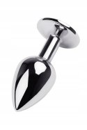 Silver anal plug TOYFA Metal with blue round-shaped gem