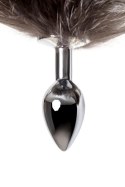 Silver anal plug with a fox tail