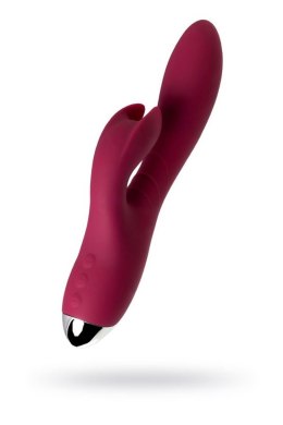 Vibrator with clitoral stimulator L'EROINA by TOYFA Mion, silicone, burgundy, 22 cm