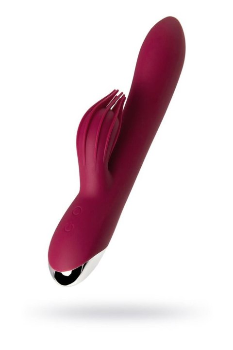 Vibrator with clitoral stimulator L'EROINA by TOYFA Sangra, silicone, burgundy, 20.5 cm