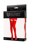 Wetlook Glossy Isla stockings - red XL