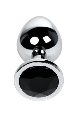 Silver anal plug TOYFA Metal with black round-shaped gem