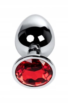 Silver anal plug TOYFA Metal with red round-shaped gem,