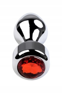 Silver anal plug TOYFA Metal with red round-shaped gem