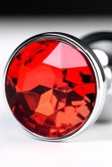 Silver anal plug with red gem