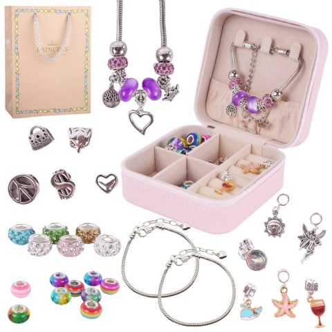 Zestaw Do Robienia Biżuterii Bransoletek DIY Charms Beads Koraliki Prezent